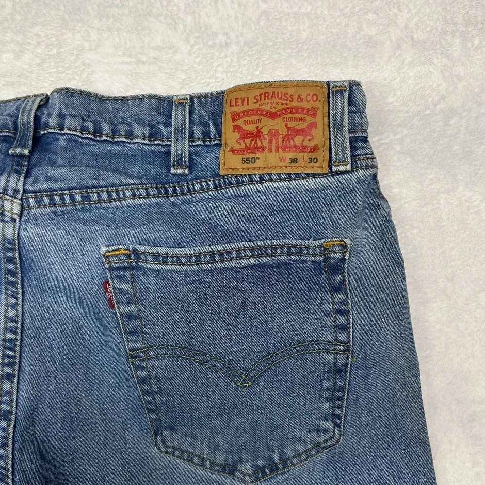Levi's 550 Jeans Men Blue Denim Pockets Classic Straight Zip Fly 35X29.5 - Flaws